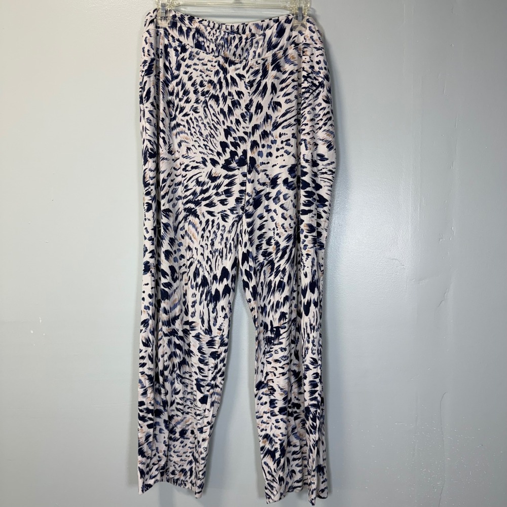 Soma Cool Nights Pajama Pants XL S Blue White Animal Print Lounge Pockets